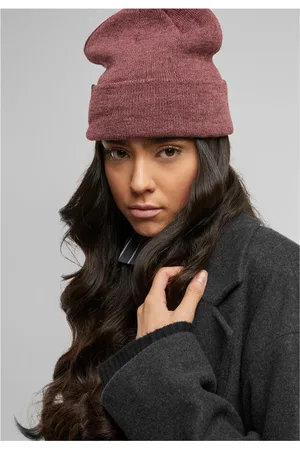 Urban classics Basic Flap Beanie vínová melanž