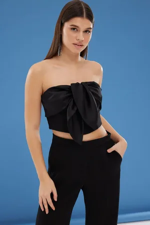 Trendyol Black Strapless Bowknot Woven Chic Bustier