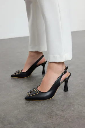 Trendyol Black Buckled Pointed Toe Slingback Women