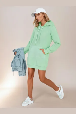 D-Street Bluza damska długa z kapturem oversize TIMMY miętowa