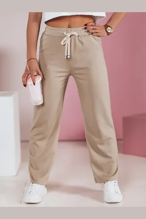 D-Street Spodnie damskie dresowe wide leg SOFTIA beżowe