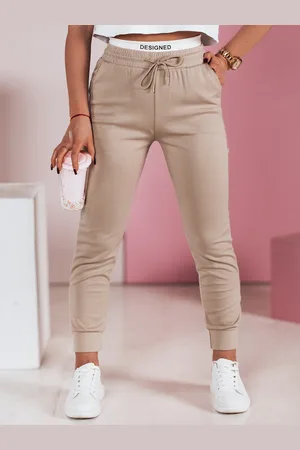 D-Street Spodnie dresowe damskie slim fit SPORTIVO beżowe