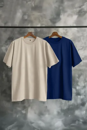 Trendyol Navy Blue-Stone Oversize 2 Pack Basic 100% Cotton T-Shirt