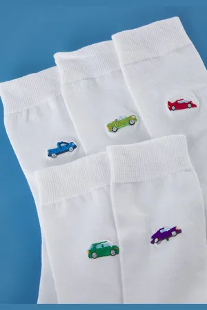 Trendyol White Unisex 5 Pack College/Tennis/Medium Embroidered Cotton Socks