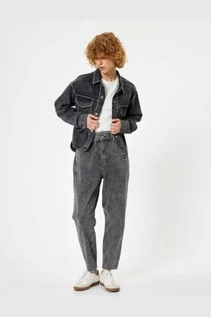Koton Baggy Jeans High Waist Loose Fit Elastic Waist Straight Leg - Baggy Jeans