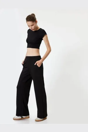Koton Flare Leg Leggings Trousers Ribbed High Waist Slim Fit