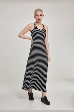 Urban classics Dámské dlouhé šaty Racer Back Black/bílé