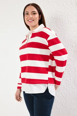 Trendyol Curve Multicolored Striped Shirt-Removable Knitted Sweatshirt