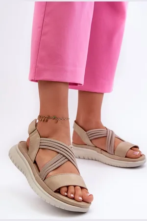 EVENTO PE1 Lehké Dámské Pohodlné Sandály Na Suchý Zip Beige Ceclea