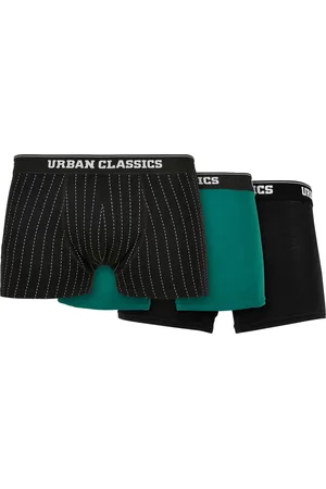 Urban classics Organické boxerky 3-balení proužkované aop+černé+stromově zelené