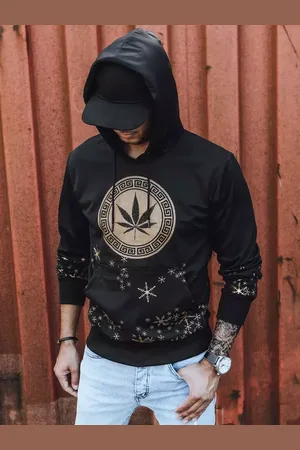 D-Street Černá pánská mikina s kapucí a potiskem