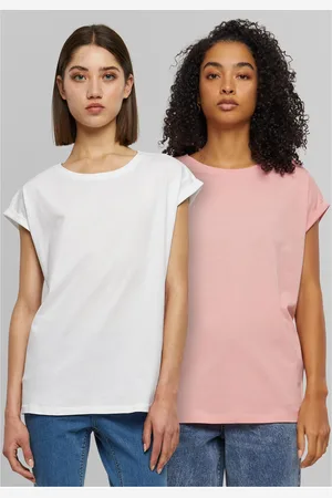 Urban classics Dámské tričko Extended Shoulder Tee - 2ks - růžová+bílá