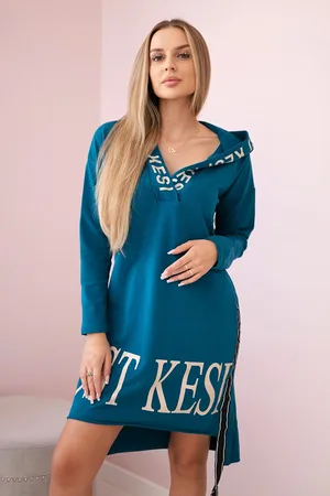 Kesi Šaty s kapucí a potiskem námořní