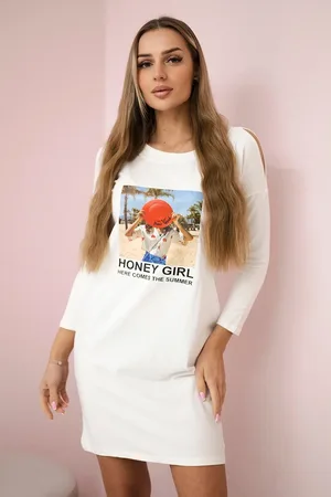Kesi Šaty s potiskem Honey girl ecru