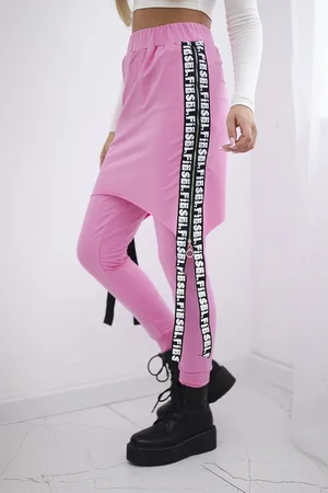 Kesi Kalhoty/oblek se selfie nápisy světle růžové