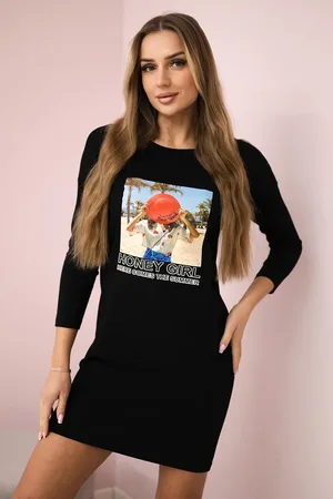 Kesi Šaty s potiskem Honey girl černé