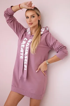 Kesi Šaty s kapucí Oversize tmavě růžové