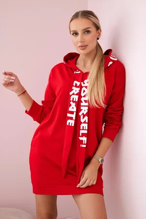 Kesi Šaty s kapucí Oversize červené