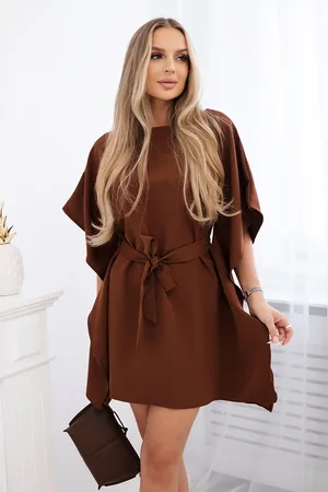 Kesi Šaty batwings Oversize hnědé