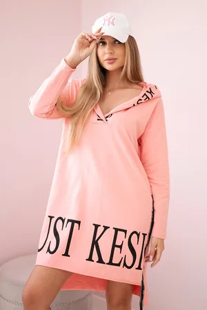 Kesi Šaty s kapucí a meruňkovým potiskem