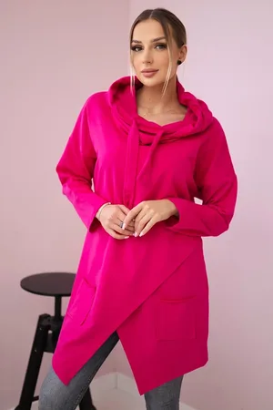 Kesi Tunika s psaníčkem vpředu tmavá Oversize fuchsiová