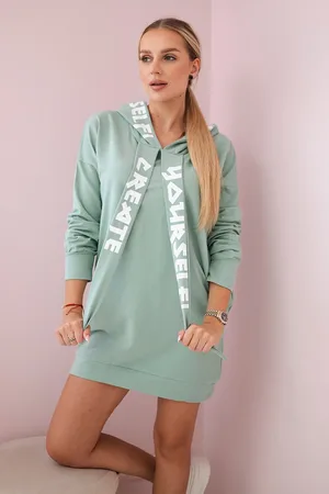 Kesi Šaty s kapucí Oversize tmavě mint