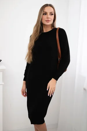 Kesi Pruhované svetrové šaty černé barvy