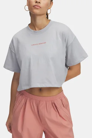 Under Armour Dámské tričko UA W VARSITY MIX HW SS CROP-GRY - Dámské