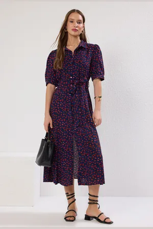 Trendyol Dámské šaty MultiColored BeltEd Shirt Dress