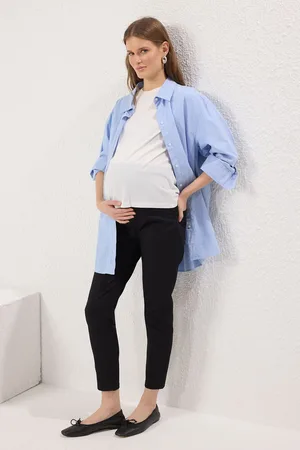 Trendyol Curve Black High Waist Adjustable Abdominal Panel Skinny Fit Maternity Pants