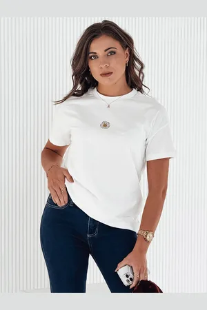 D-Street T-shirt damski FLORTA ecru