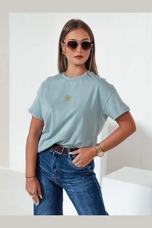 D-Street T-shirt damski FLORTA błękitny