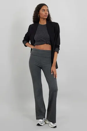 Trendyol Anthracite Melange Flare/Spanish Leg Waist Detailed Flexible Interlock Knitted Trousers