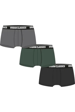 Urban classics Boxerky 3-balení šedé+tmavězelené+černé