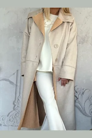 By o la la Beige coat with turn-down collar