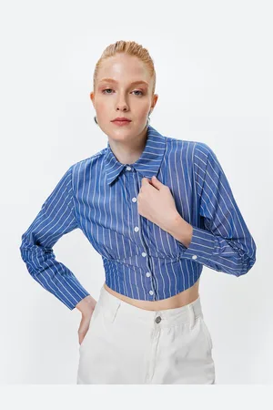 Koton Crop Shirt Long Sleeve Classic Collar Cotton