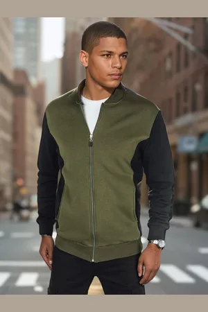 D-Street Bluza męska rozpinana za stójką khaki