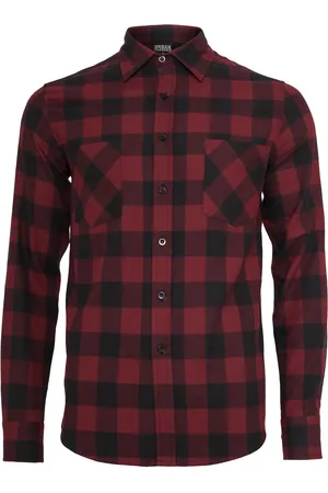 Urban classics Kostkovaná Flanelová košile blk/burgundy