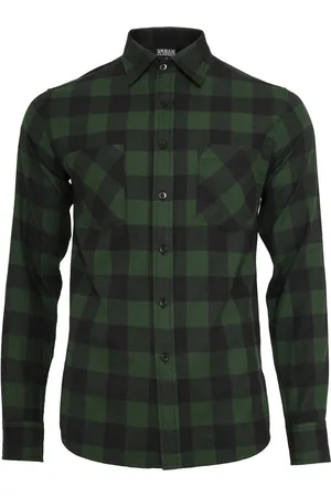 Urban classics Kostkovaná Flanelová košile blk/forest