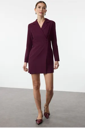 Trendyol Plum Plain Mini Woven Dress