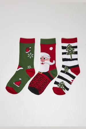 Urban classics Vánoční ponožky Stripe Santa - 3-Pack multicolor
