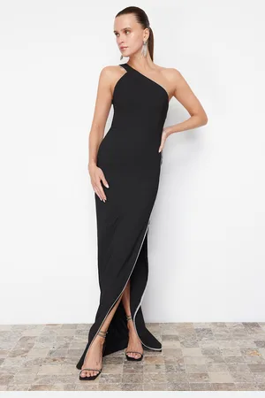 Trendyol Black Fitted Woven Long Evening Dress