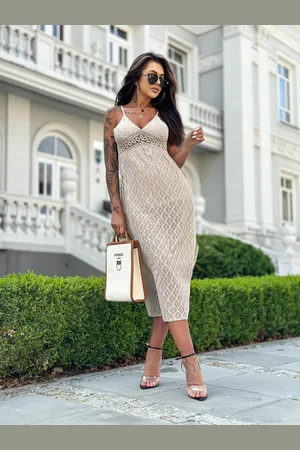 Edoti Strapless richelieu and lace maxi dress