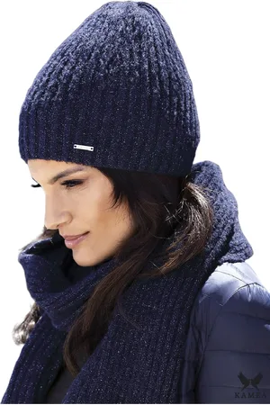 Kamea Dámský set _Set_Hat&Scarf_K.19.246.12_Navy_Blue