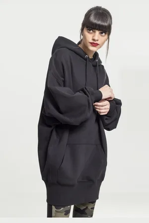 Urban classics Dámská dlouhá oversize s kapucí černá