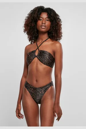 Urban classics Dámské hnědé bikiny AOP Hot V Bikini