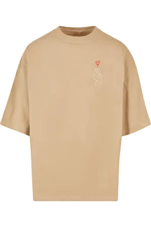 Merchcode Pánské tričko K Heart Huge béžové