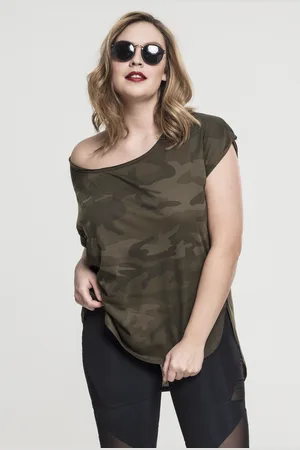 Urban classics Dámské tričko Camo Back Shaped Olive camo