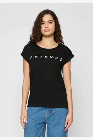 Merchcode Černé tričko s logem Ladies Friends