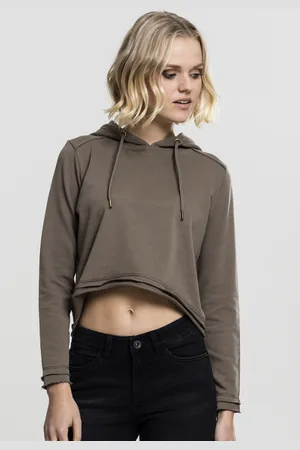 Urban classics Dámská vojenská barva Cropped Terry Hoody
